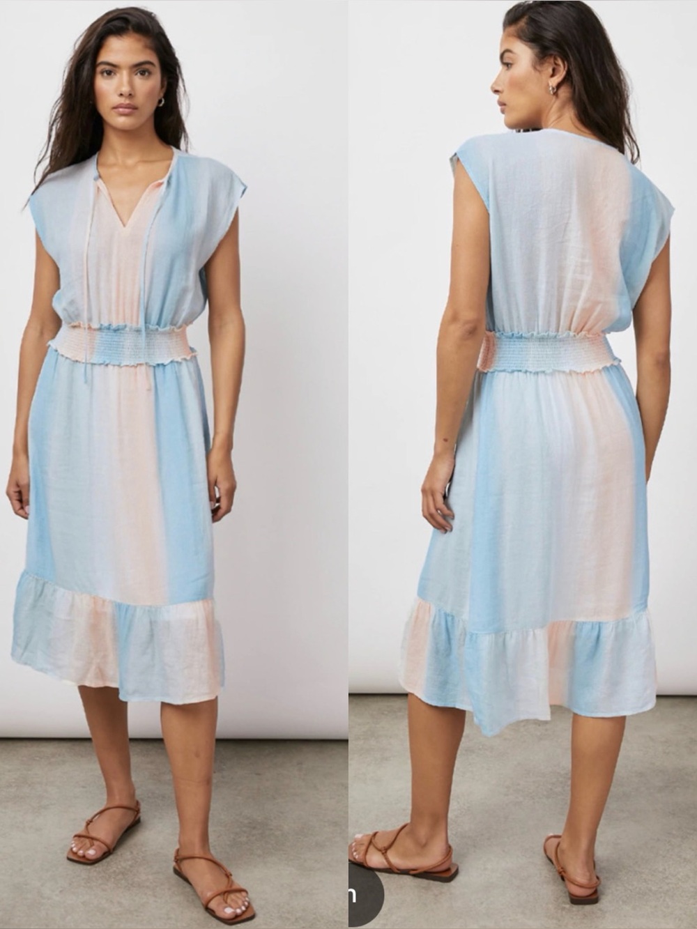 Rails Ashlyn Gradient Sunset Linen Blend Dress , size Small